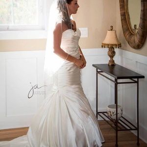 Serenity Ivory Satin Mermaid Gown w/ Allure Sash